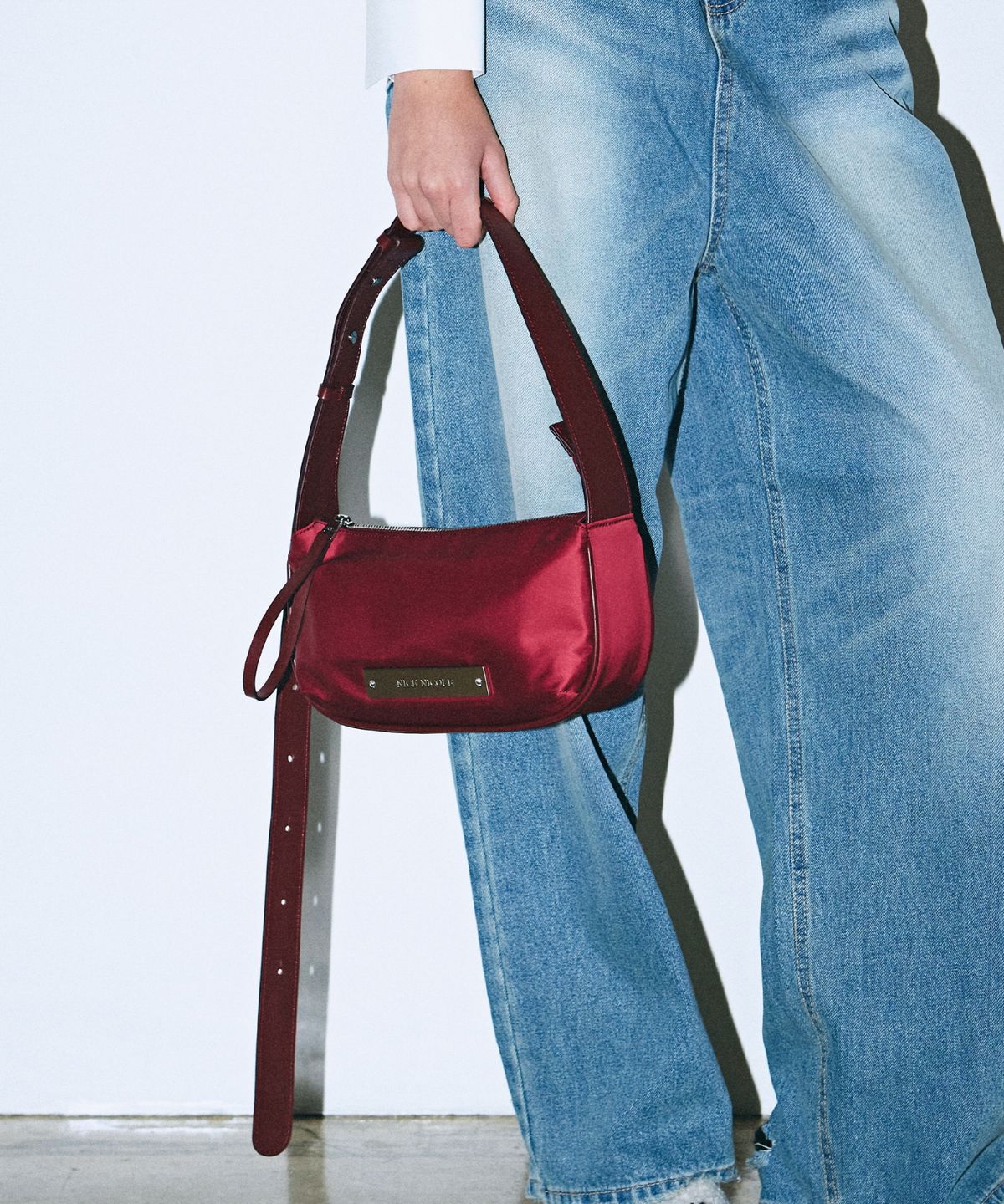 닉앤니콜(NICK&NICOLE) CRYSTAL POUND NYLON BAG_BURGUNDY