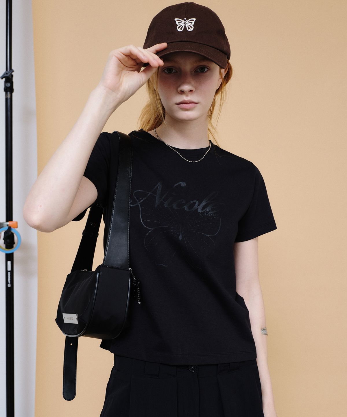 닉앤니콜(NICK&NICOLE) CRYSTAL POUND NYLON BAG_BLACK