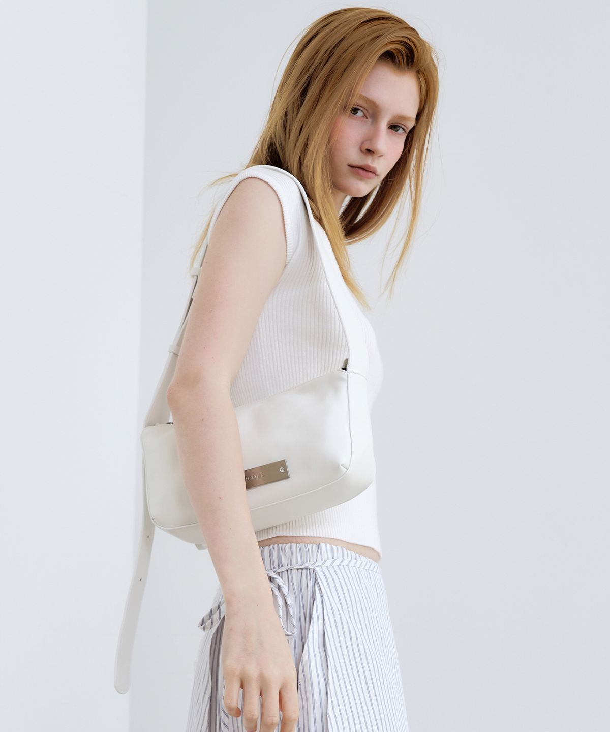 닉앤니콜(NICK&NICOLE) CRYSTAL POUND LEATHER BAG_CREAM