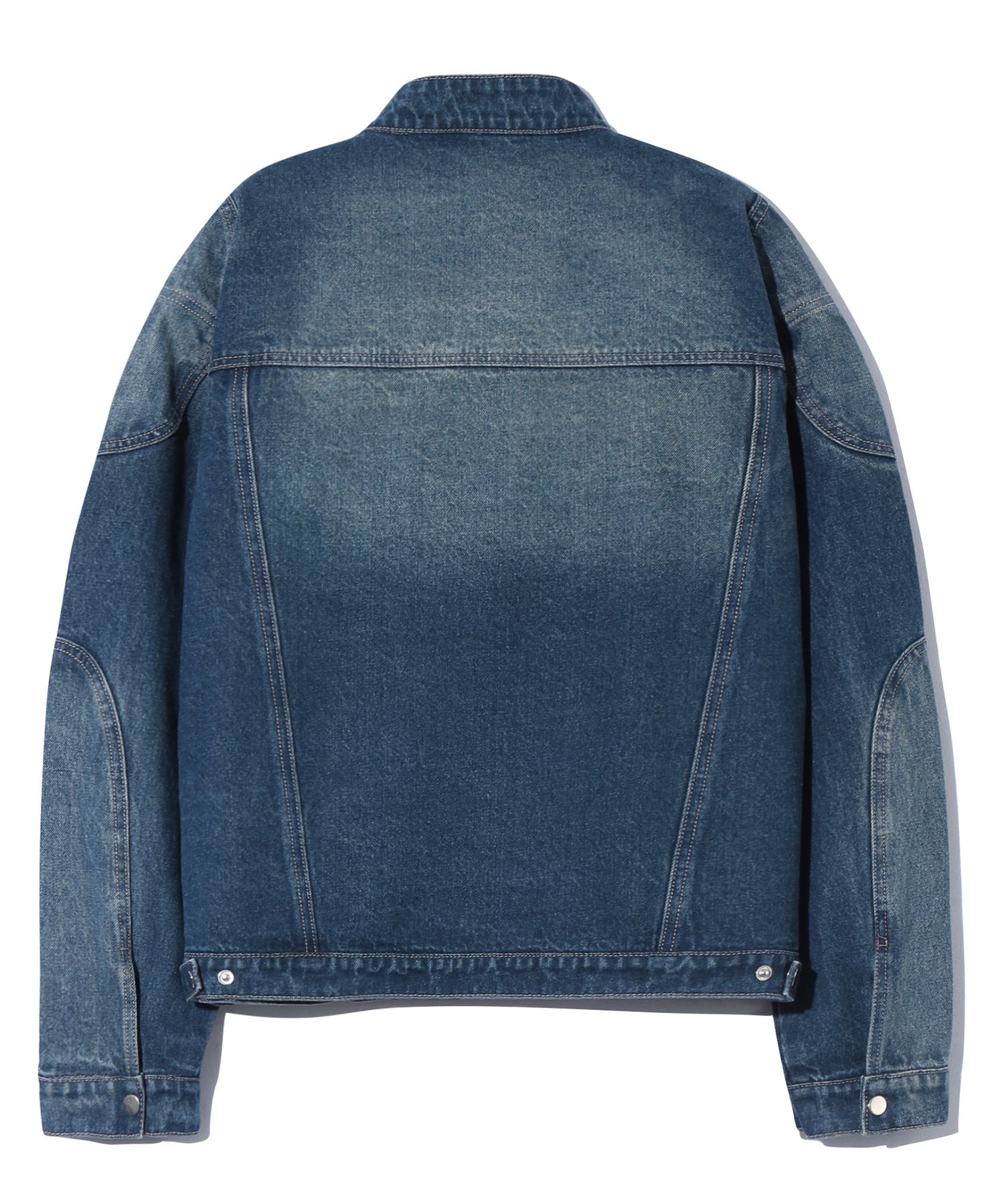 MUSINSA | TRILLION Fade washing biker denim jacket (BLUE)