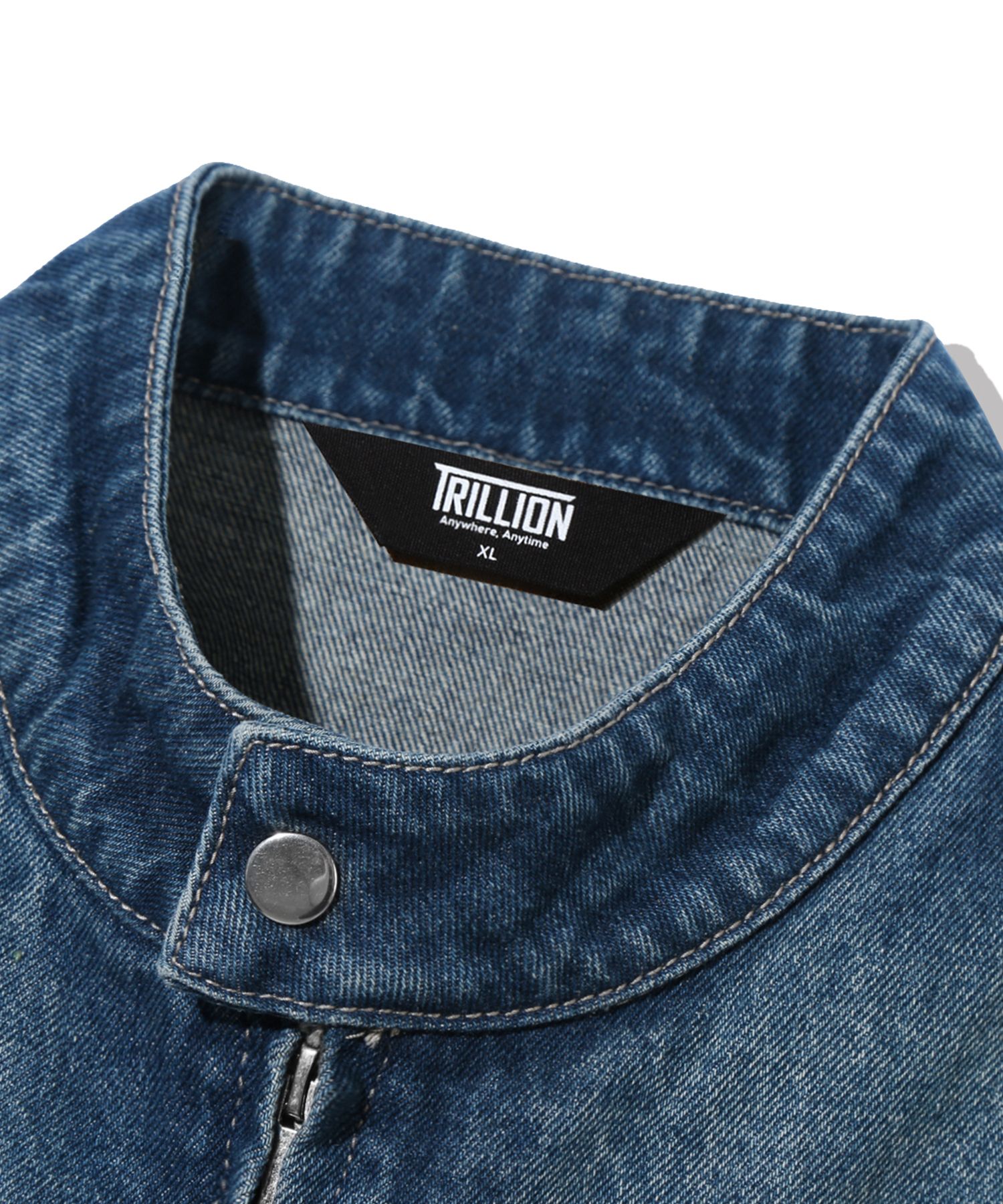人気☆TRILLION☆ FADE WASHING BIKER DENIM JACKET MUSINSA公式 | TRILLION Fade washing biker denim jacket (BLUE)