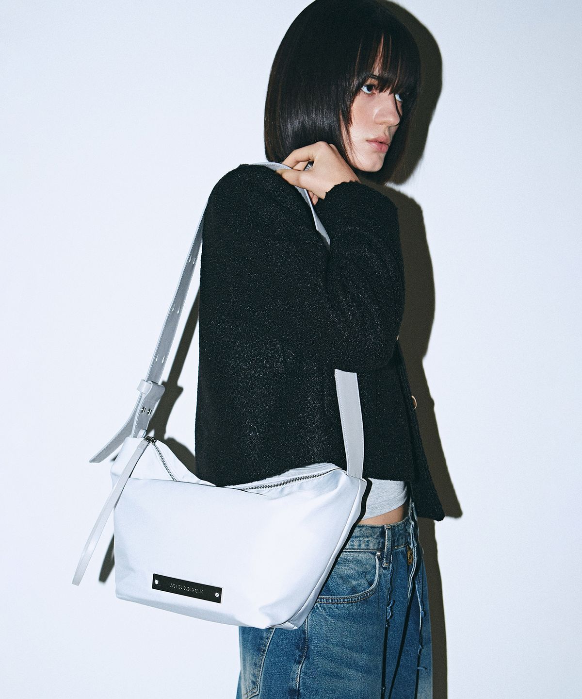 닉앤니콜(NICK&NICOLE) CRYSTAL NYLON MULTI WAY BAG_SILVER