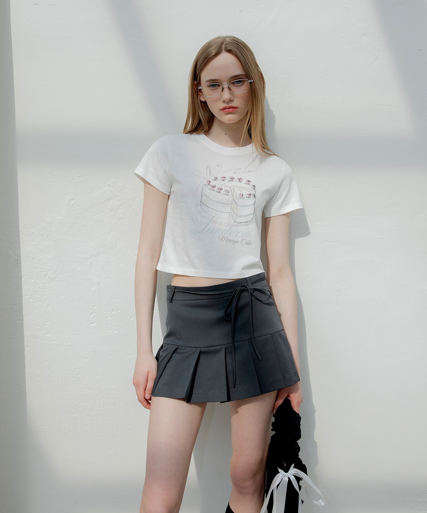 ★DIMANCHE★ PLEATS SKIRT GREY MUSINSA | DIMANCHE Pleated Skirt (Gray)