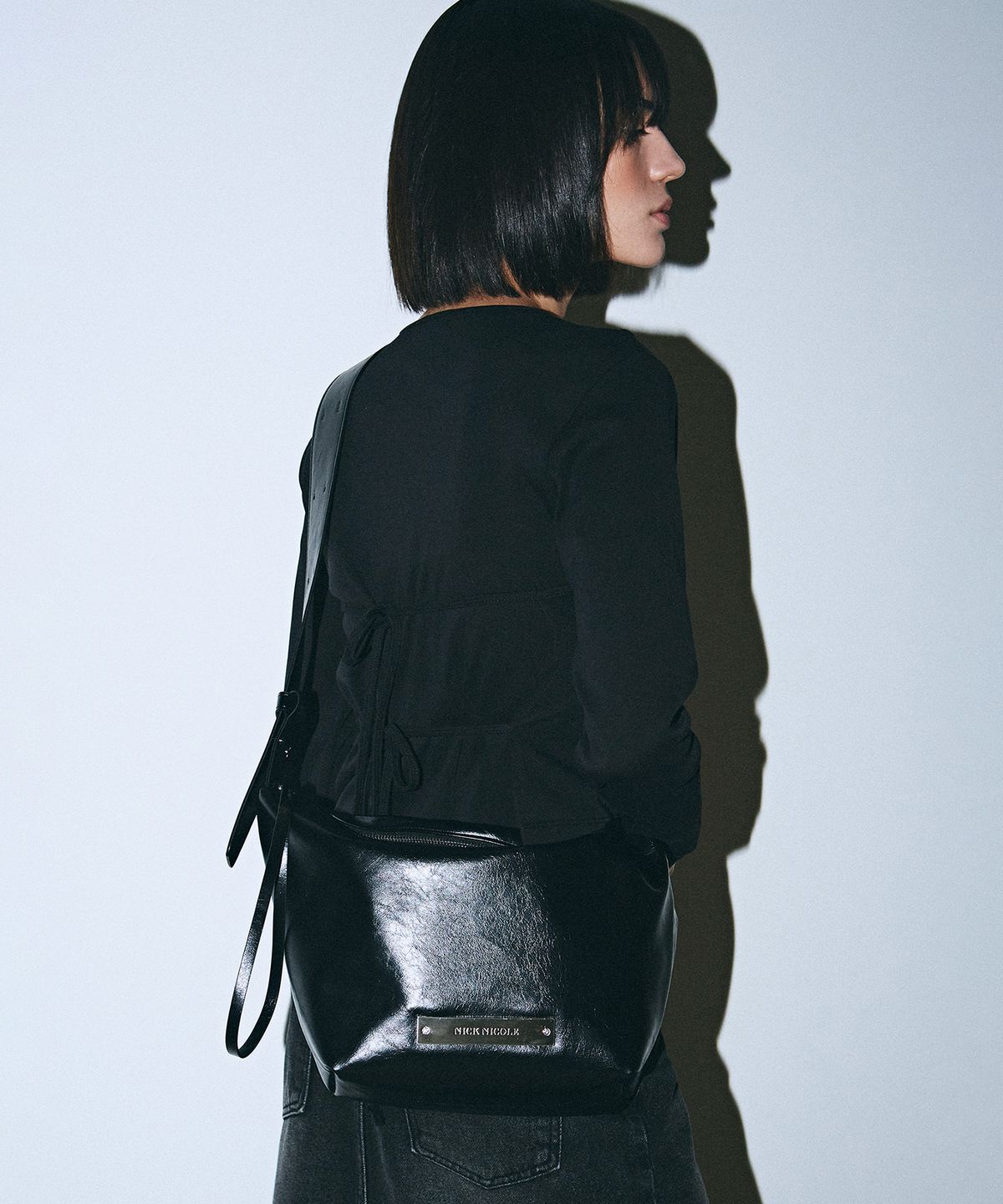 닉앤니콜(NICK&NICOLE) CRYSTAL LEATHER MULTI WAY BAG_BLACK