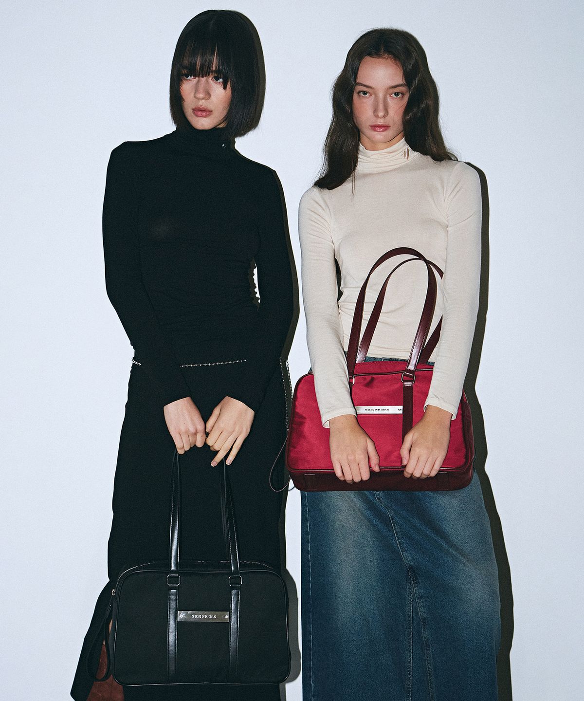 닉앤니콜(NICK&NICOLE) CRYSTAL NYLON COMBI BOSTON BAG_BURGUNDY