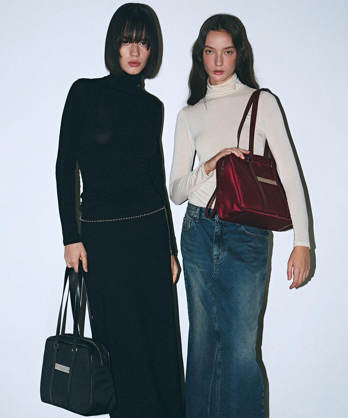 닉앤니콜(NICK&NICOLE) CRYSTAL NYLON COMBI BOSTON BAG_BURGUNDY