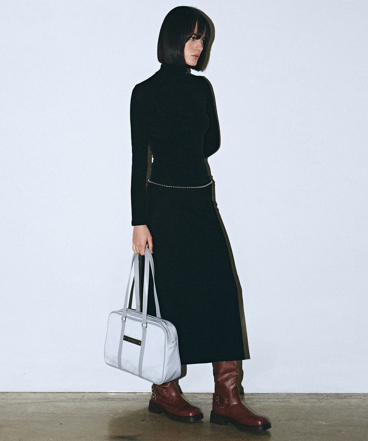 닉앤니콜(NICK&NICOLE) CRYSTAL NYLON COMBI BOSTON BAG_SILVER