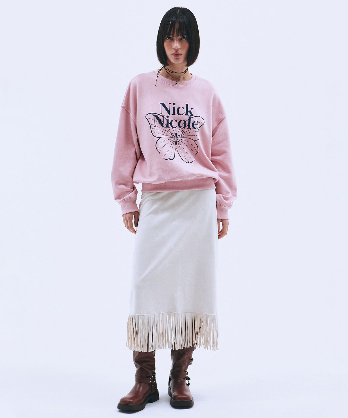 닉앤니콜(NICK&NICOLE) BUTTERFLY SIGNATURE SWEATSHIRT_PINK NAVY