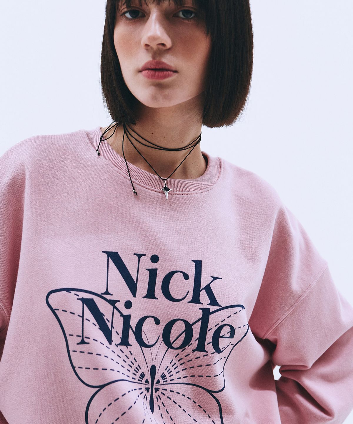 닉앤니콜(NICK&NICOLE) BUTTERFLY SIGNATURE SWEATSHIRT_PINK NAVY