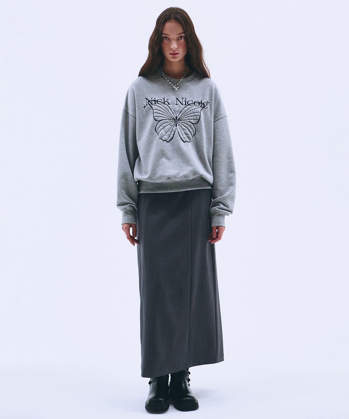 닉앤니콜(NICK&NICOLE) SHINE BUTTERFLY SWEATSHIRT_GRAY NAVY