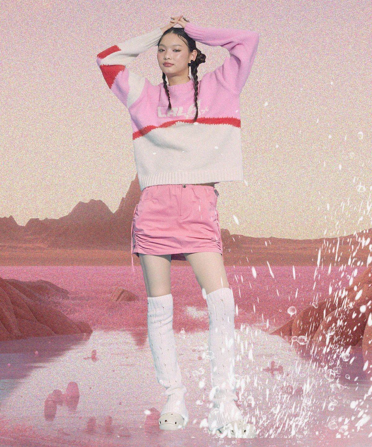 라라폭스(LALAFOX) STRING MINI SKIRT PINK BP3WS003