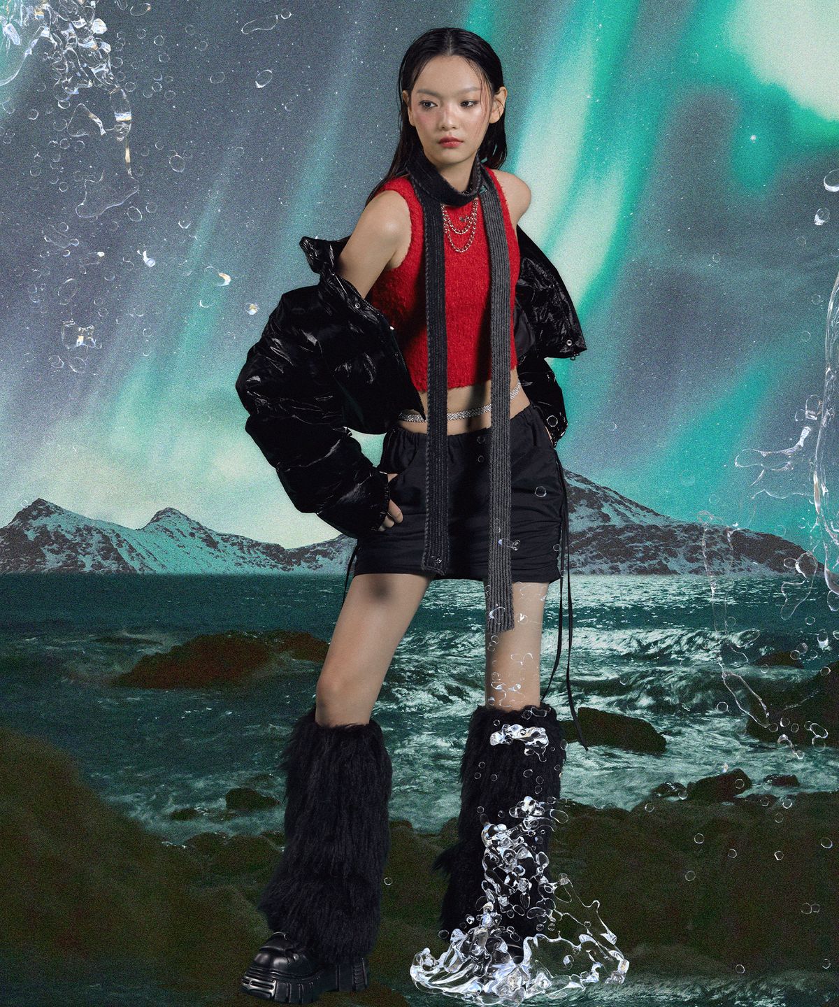 라라폭스(LALAFOX) STRING MINI SKIRT BLACK BP3WS004