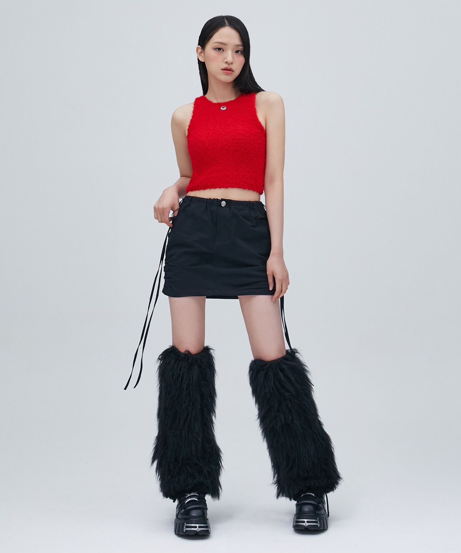 MUSINSA | LALAFOX STRING MINI SKIRT BLACK BP3WS004