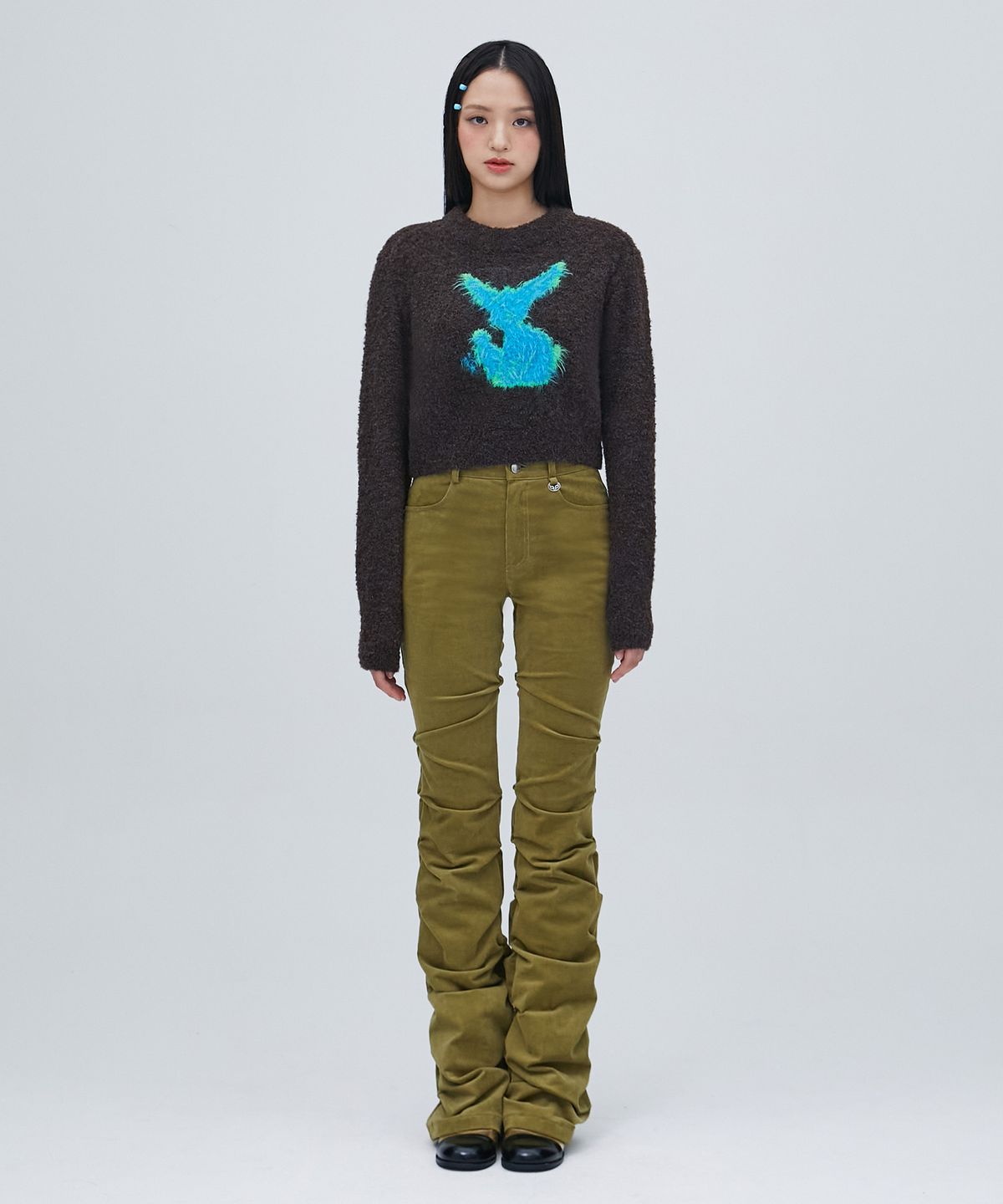 라라폭스(LALAFOX) CORDUROY SHIRRING PANTS OLIVE BP4WP003