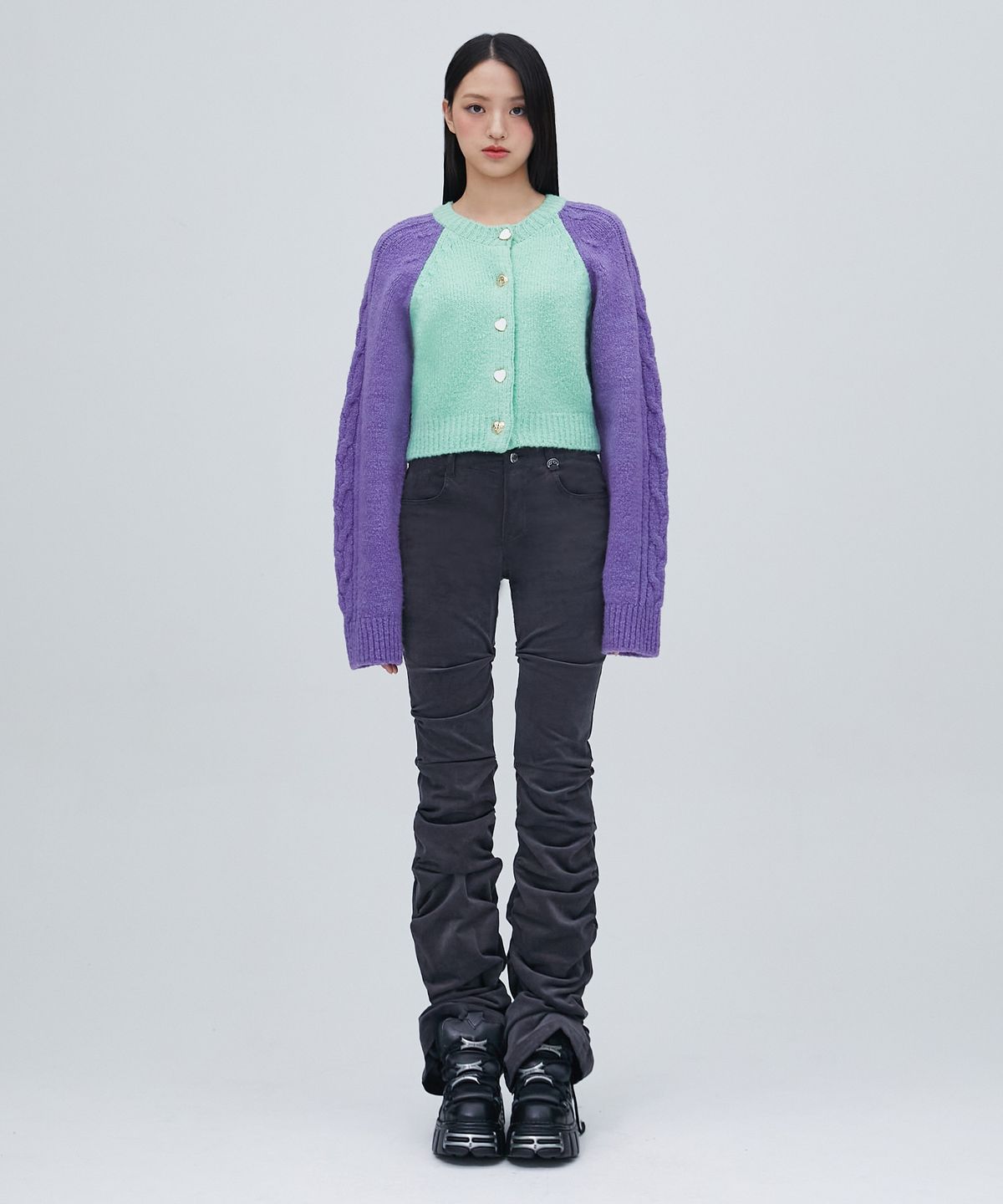 라라폭스(LALAFOX) CORDUROY SHIRRING PANTS CHARCOAL BP4WP004