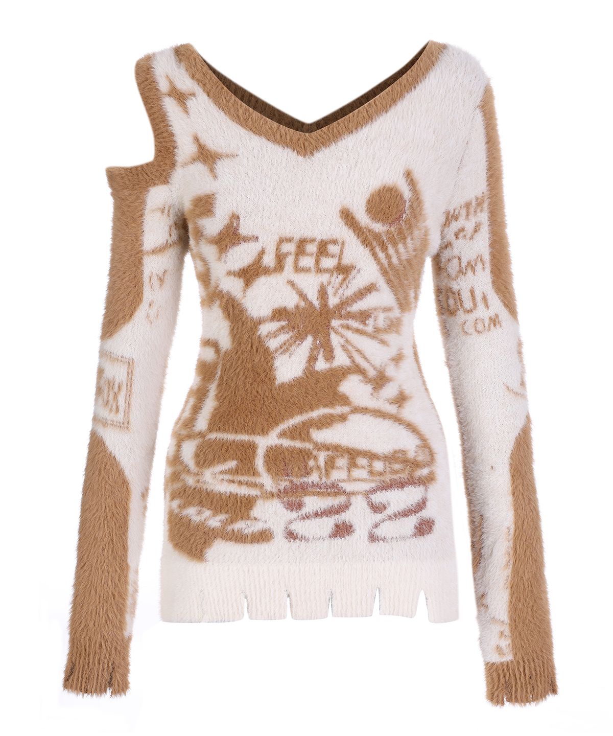 라라폭스(LALAFOX) LALA PRINTED CUT OUT KNIT BEIGE BP4KL001