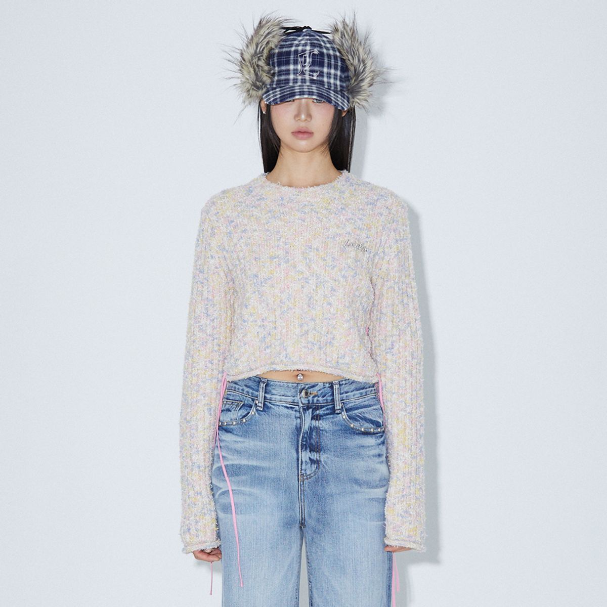 라라폭스(LALAFOX) MULITI CROP STRING KNIT BEIGE BP4KL003