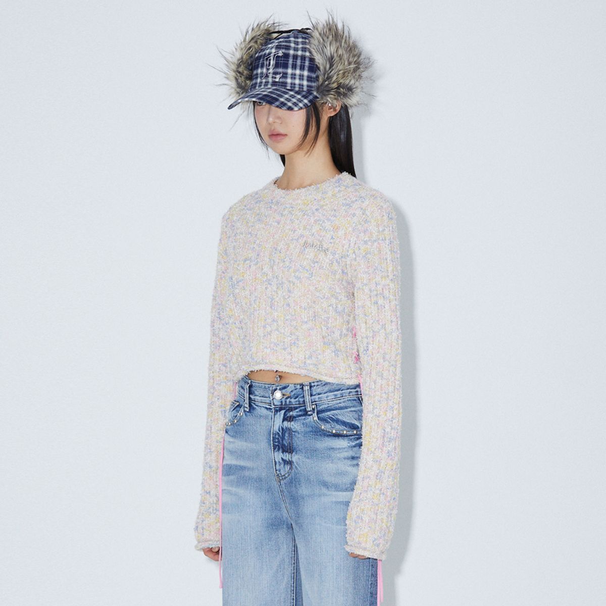 라라폭스(LALAFOX) MULITI CROP STRING KNIT BEIGE BP4KL003