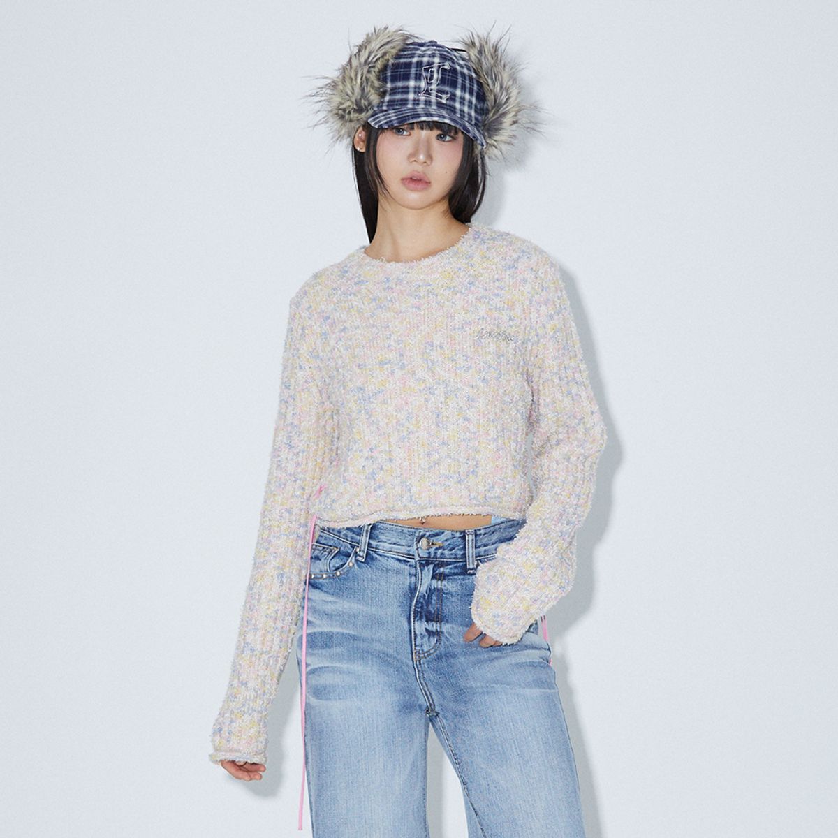 라라폭스(LALAFOX) MULITI CROP STRING KNIT BEIGE BP4KL003
