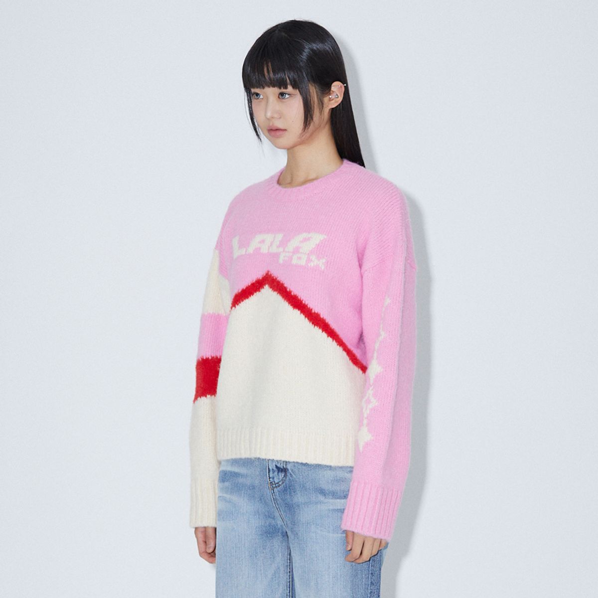 라라폭스(LALAFOX) LALA COLOR BLOCK PULLOVER KNIT PINK BP4KL009