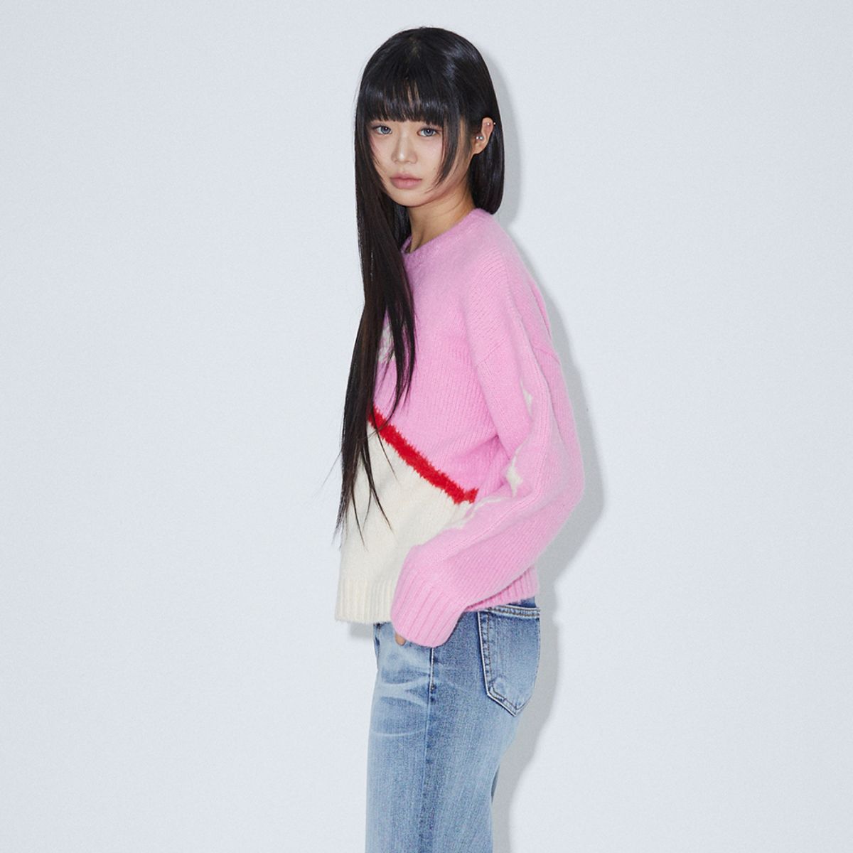 라라폭스(LALAFOX) LALA COLOR BLOCK PULLOVER KNIT PINK BP4KL009