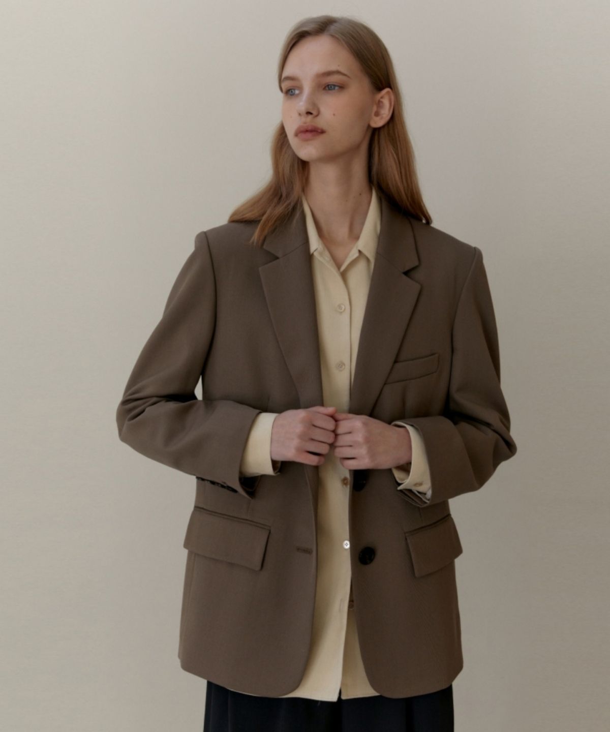 어나우트(UNNOUT) MINIMAL CORDUROY SHIRT - BUTTER