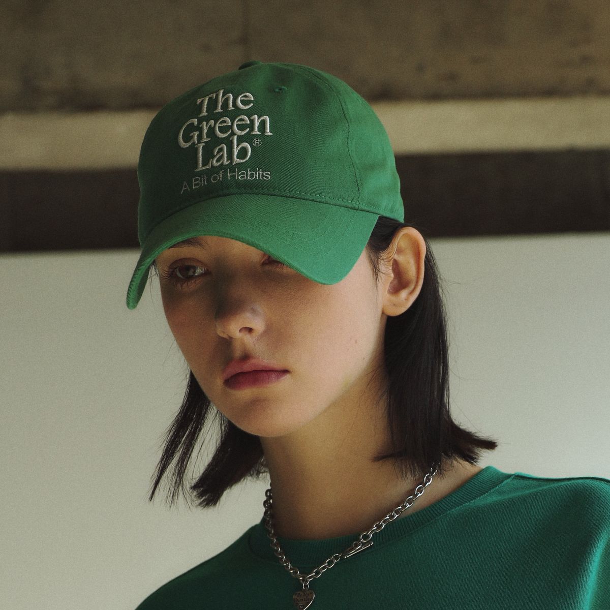 더그린랩(THE GREEN LAB) 더그린랩 자수 워싱 볼캡 [그린]