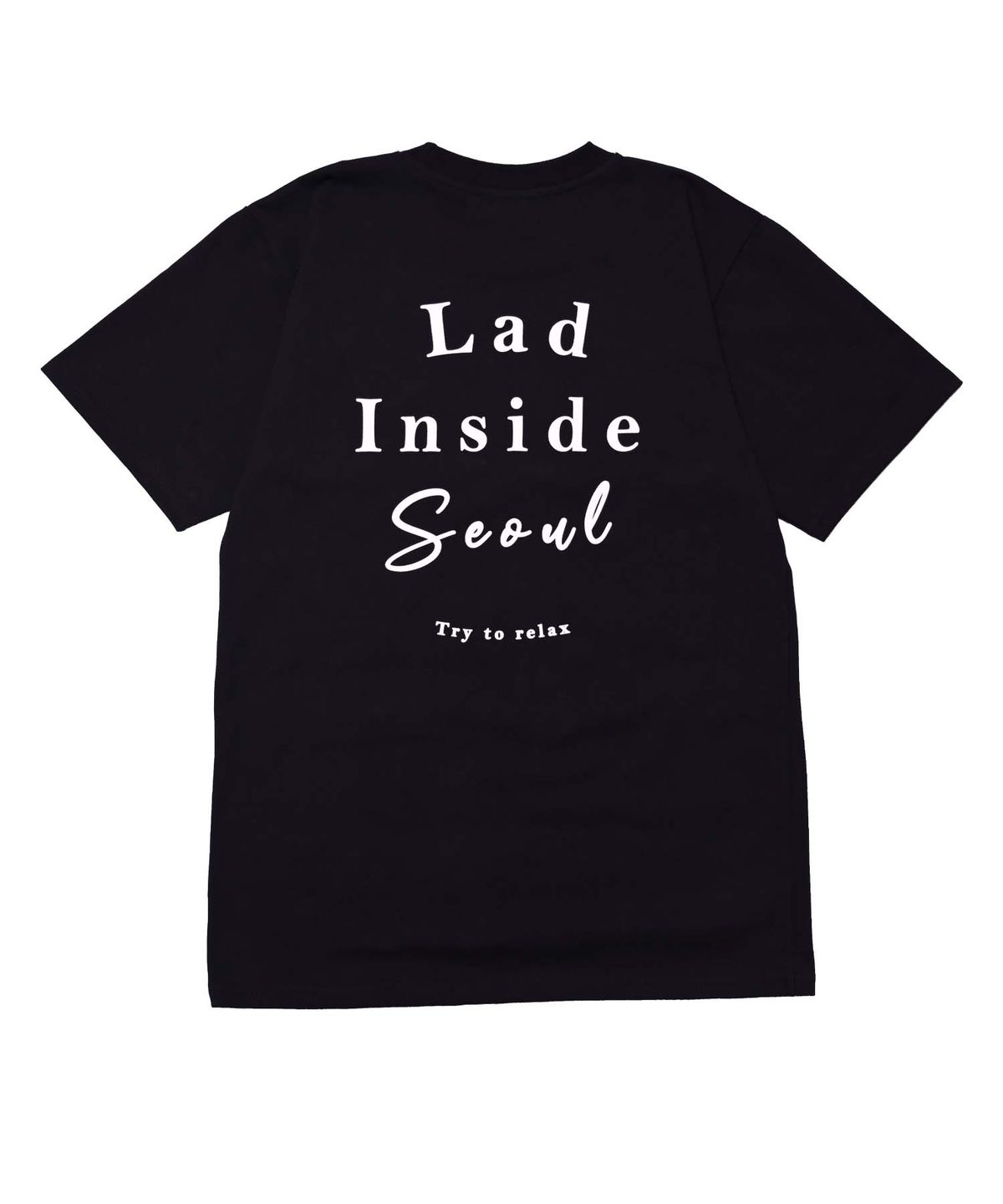 라드인사이드(LADINSIDE) 서울 레터링 반팔 티셔츠 블랙