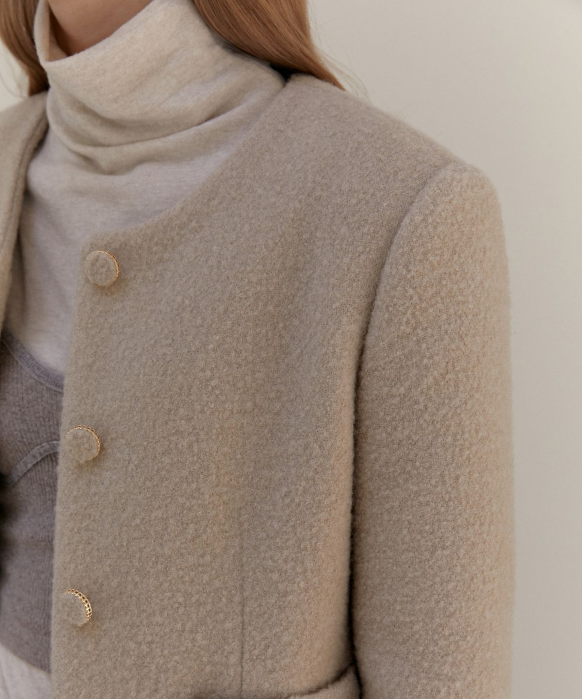 어나우트(UNNOUT) WOOL BOUCLE TWEED JACKET - BEIGE