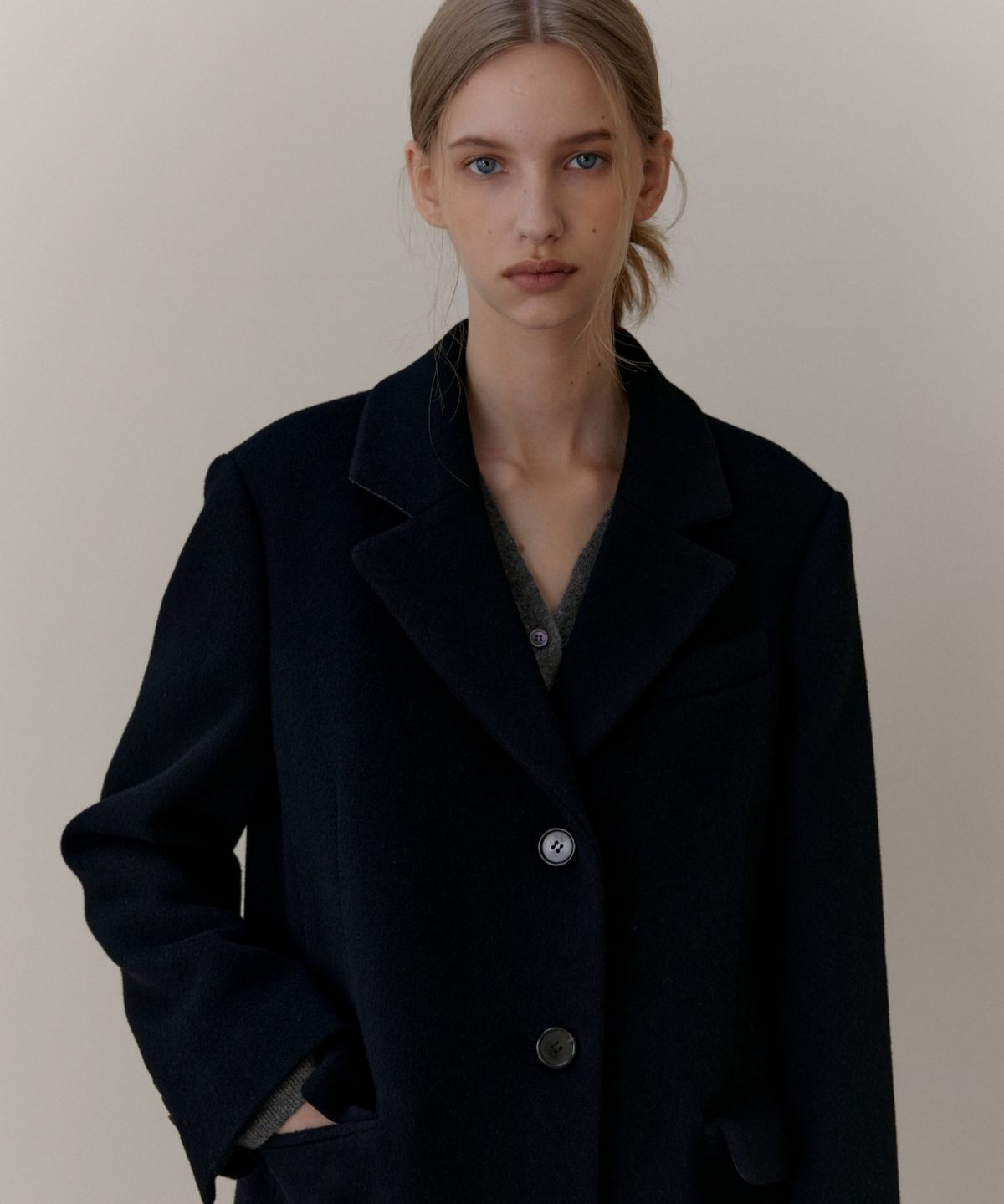 어나우트(UNNOUT) WOOL CLASSIC MAXI COAT - BLACK