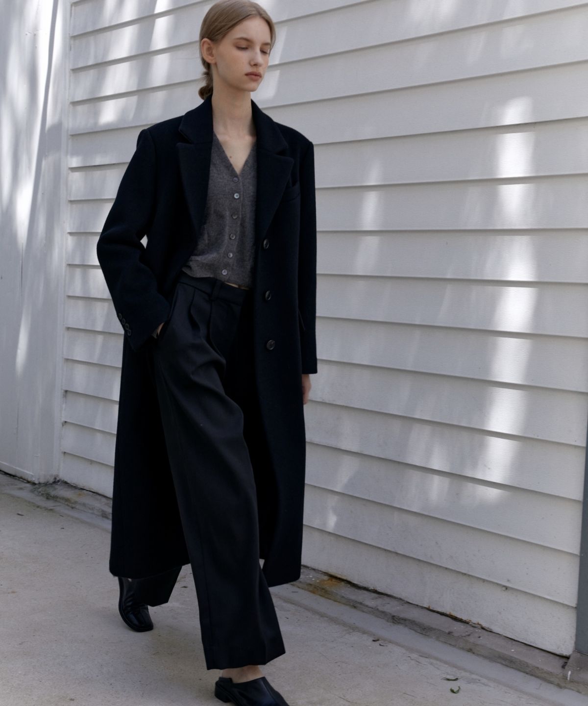 어나우트(UNNOUT) WOOL CLASSIC MAXI COAT - BLACK