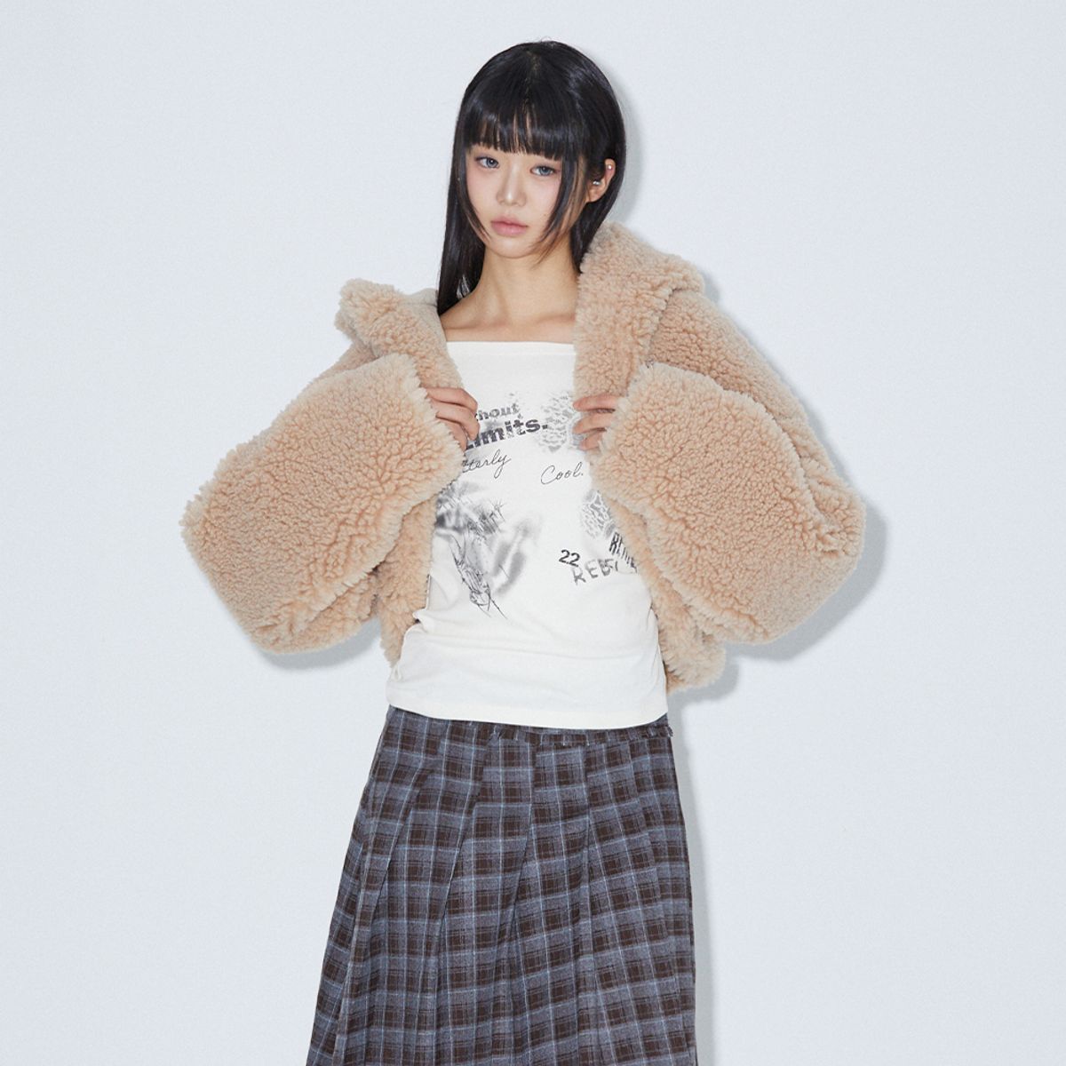 라라폭스(LALAFOX) LALA FUR HOODED BOLERO JACKET BEIGE BP4FJ001