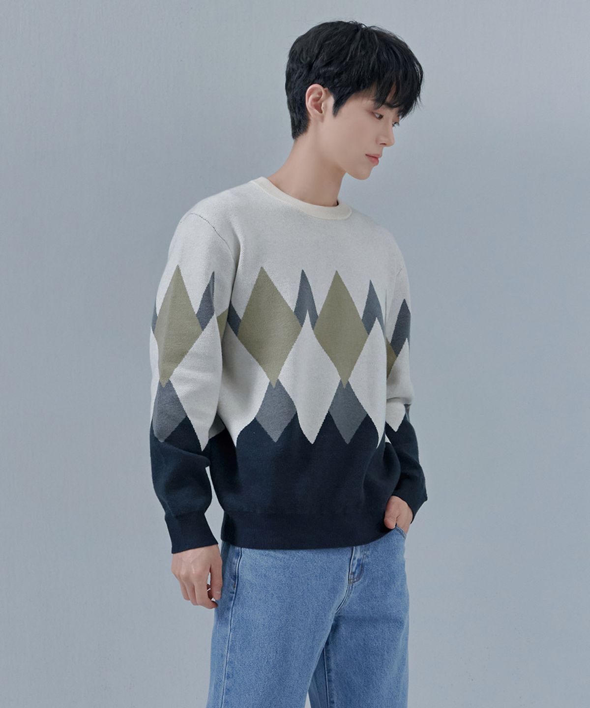 체이스컬트(CHASECULT) 남성 아가일 패턴 스웨터-CFRK5216D05