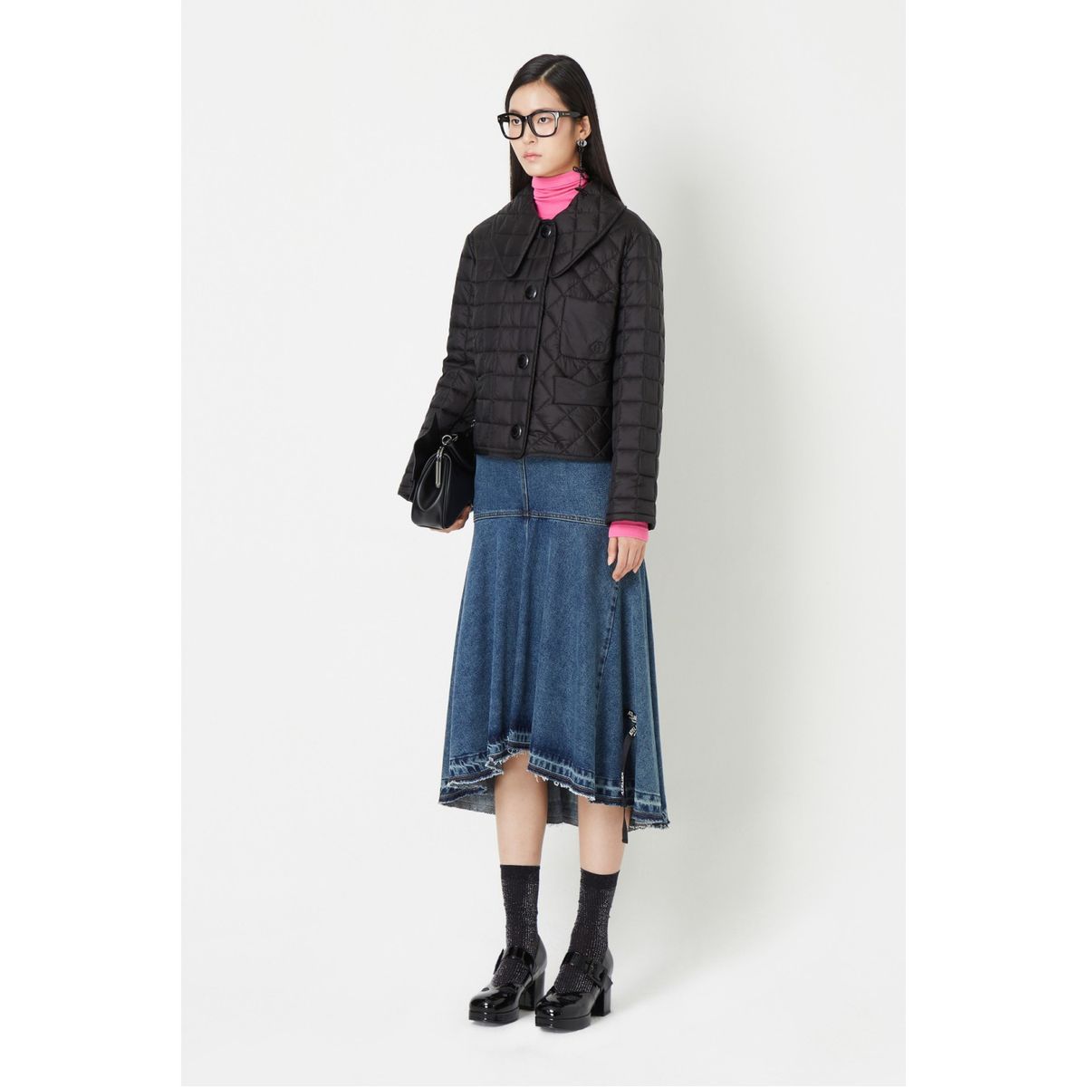 럭키슈에뜨(LUCKY CHOUETTE) Quilting Collar Short Padded Jumper_LFUCW23310BKX
