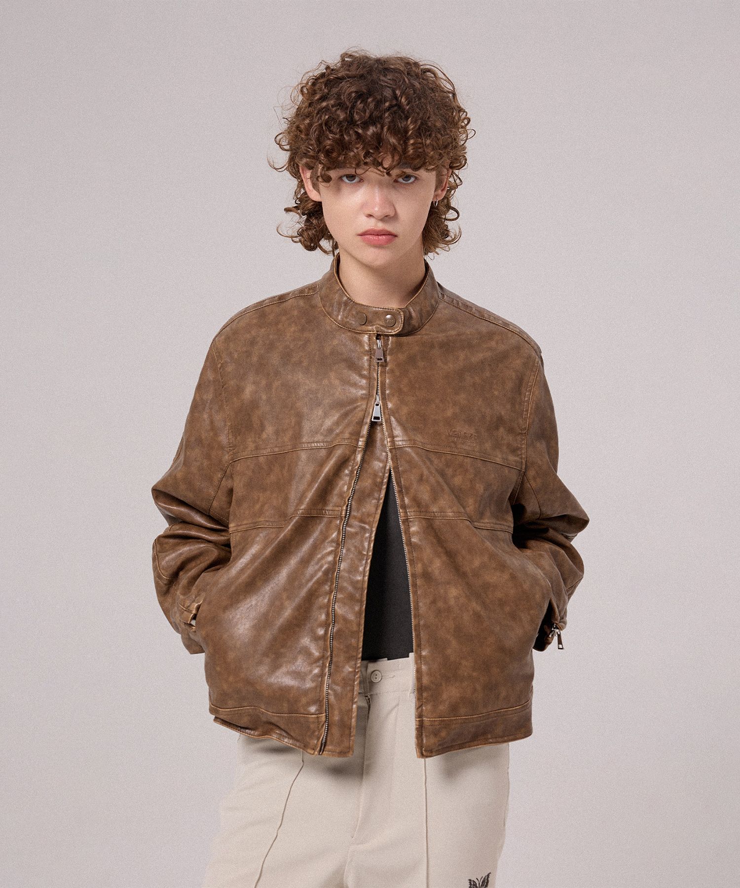 ジャケット・アウター VETEZE Aging biker jacket MUSINSA | VETEZE [Vegan leather] Aging biker jacket (brown)