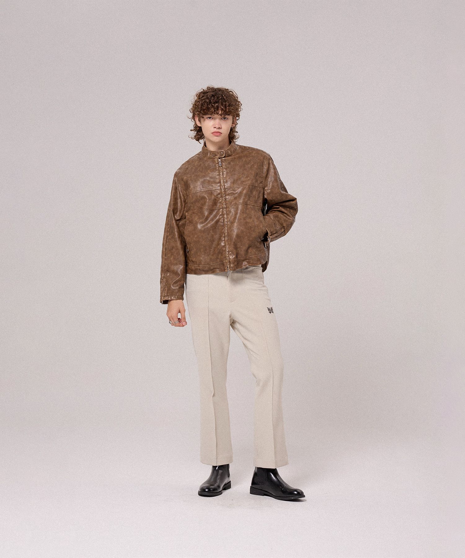 ジャケット・アウター VETEZE Aging biker jacket MUSINSA | VETEZE [Vegan leather] Aging biker jacket (brown)