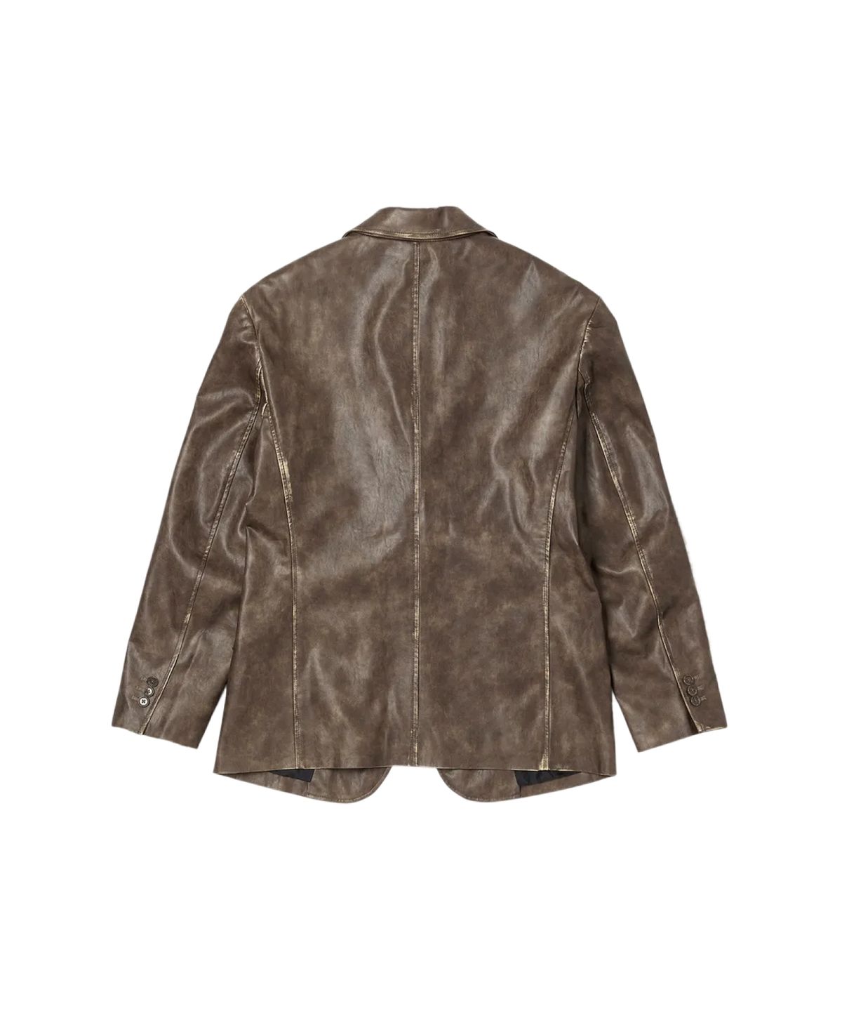 라츠유(LOTSYOU) Muse Faux Leather Jacket Brown