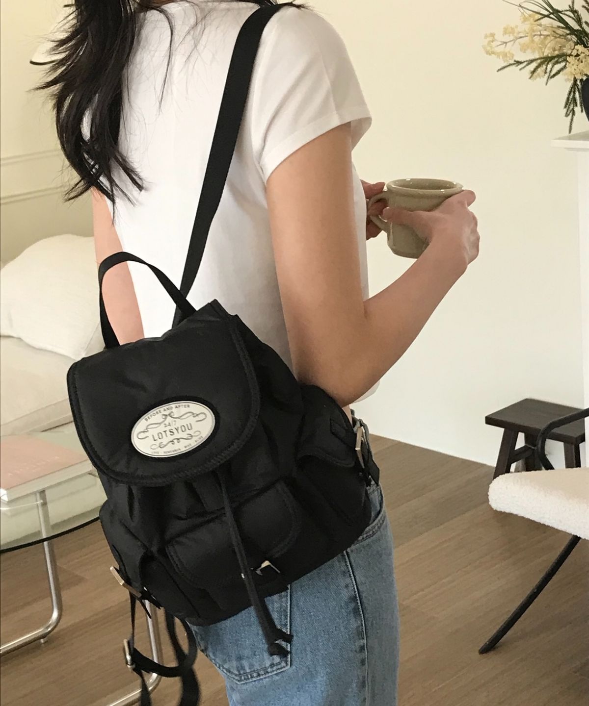 라츠유(LOTSYOU) Nostalgia chubby Backpack Black