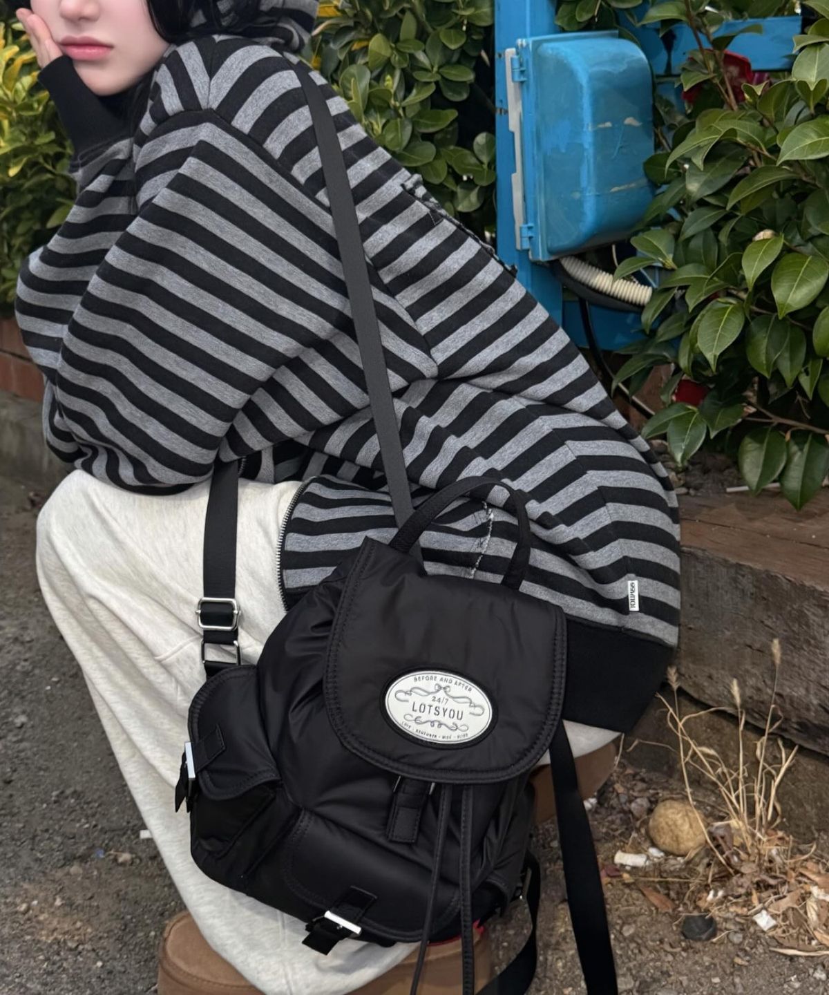 라츠유(LOTSYOU) Nostalgia chubby Backpack Black