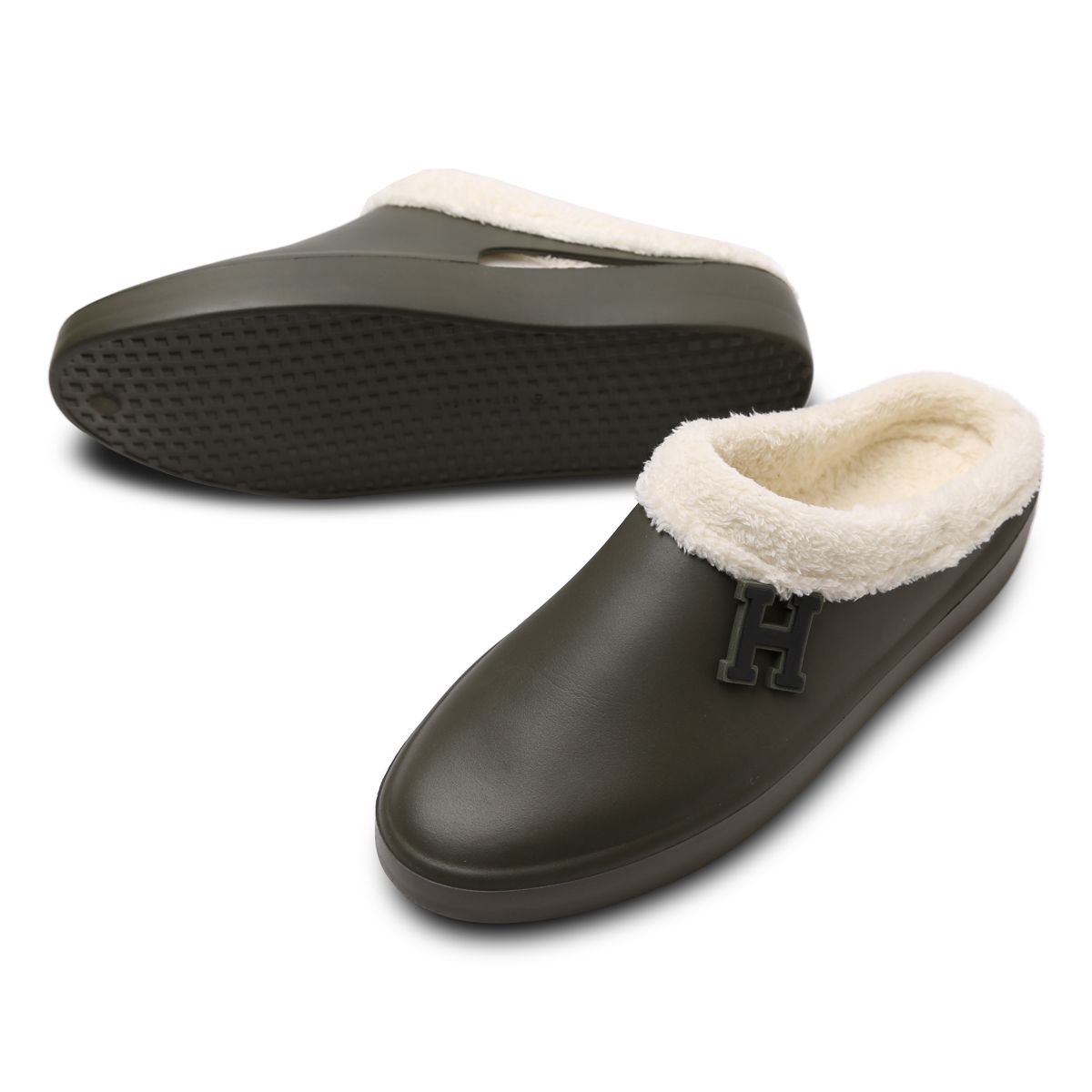 하버드 슈즈(HARVARD SHOES) 코지 남여공용 퍼 슬리퍼 블로퍼 카키