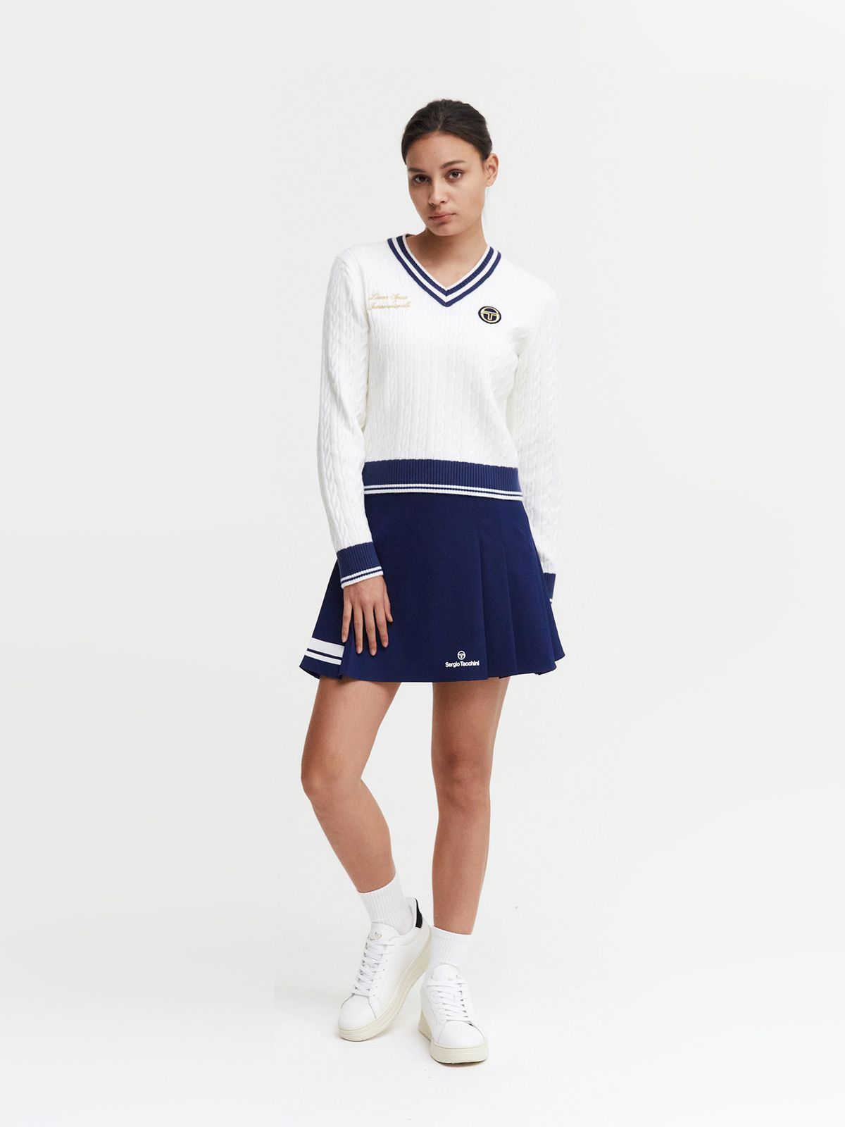 세르지오 타키니(SERGIO TACCHINI) W 프레피 울 크리켓 스웨터 풀오버 (White)