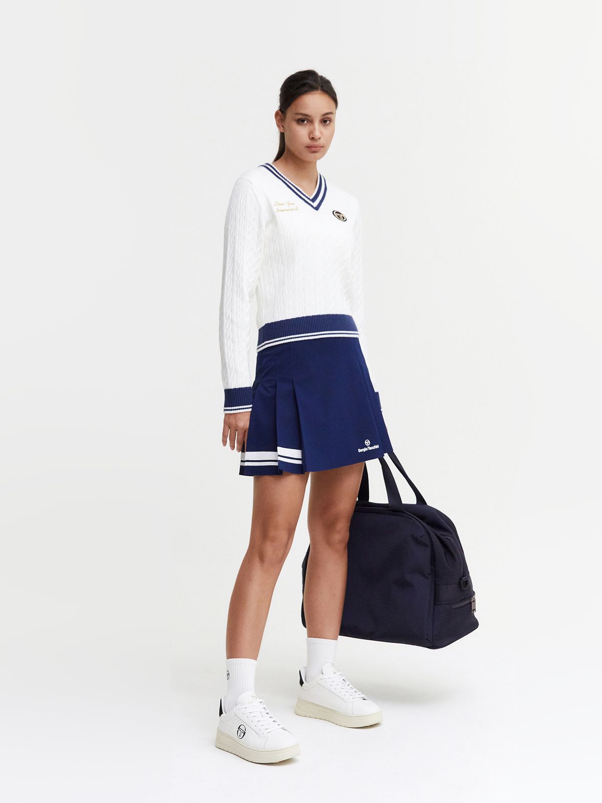 세르지오 타키니(SERGIO TACCHINI) W 프레피 울 크리켓 스웨터 풀오버 (White)