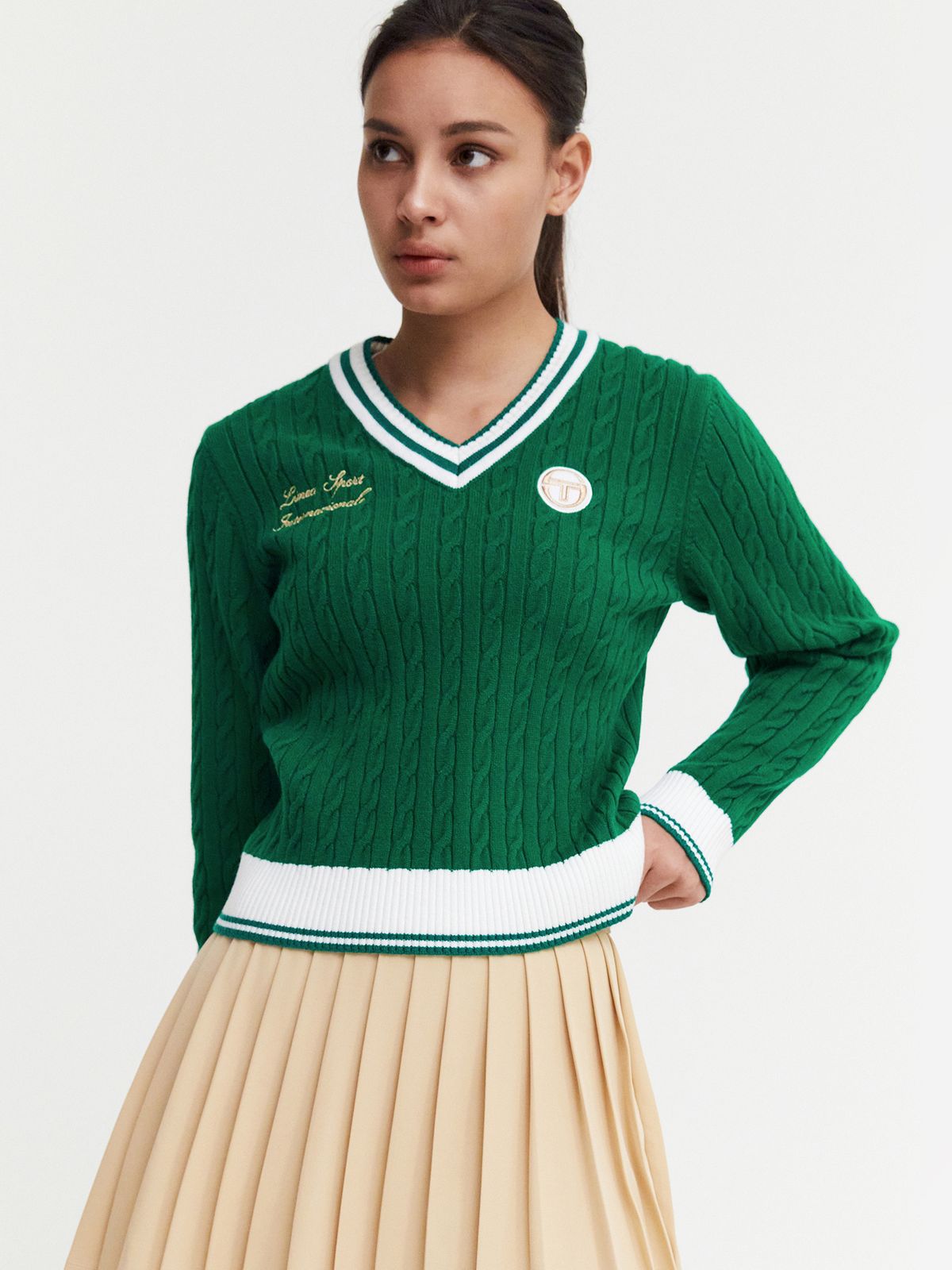 세르지오 타키니(SERGIO TACCHINI) W 프레피 울 크리켓 스웨터 풀오버 (L.Green)