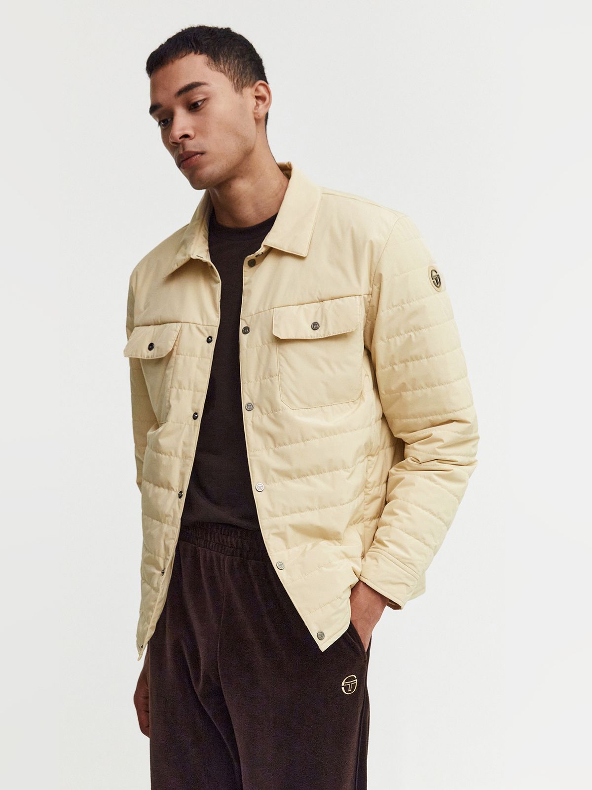 세르지오 타키니(SERGIO TACCHINI) M 데일리 카라넥 패딩 점퍼 (Beige)