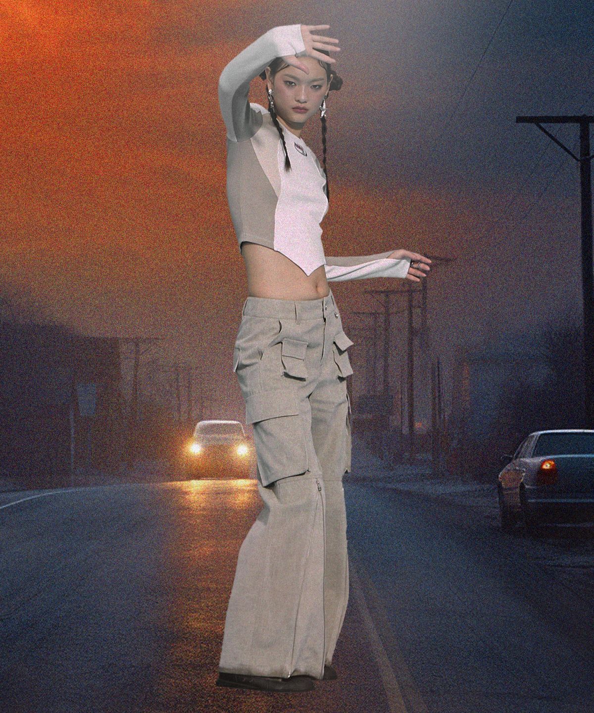 라라폭스(LALAFOX) ZIPPER CARGO PANTS BEIGE BP4WP001
