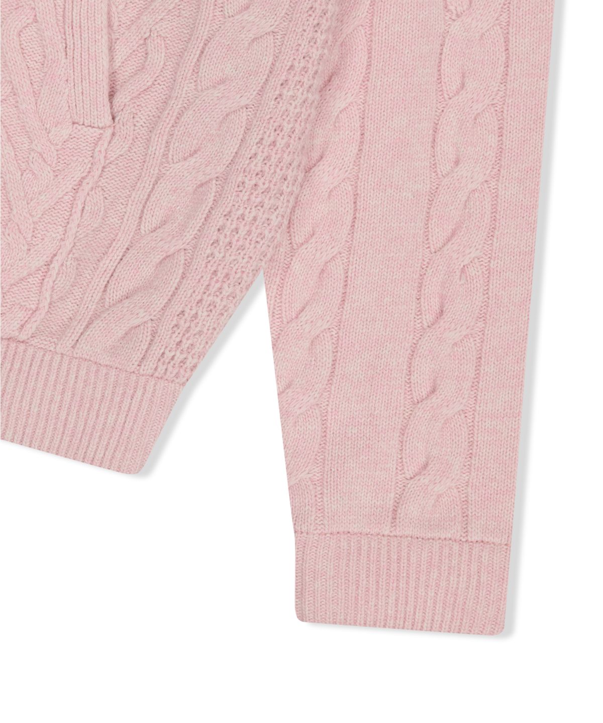 예스아이씨(YESEYESEE) Hooded Cable Knit Pullover Pink