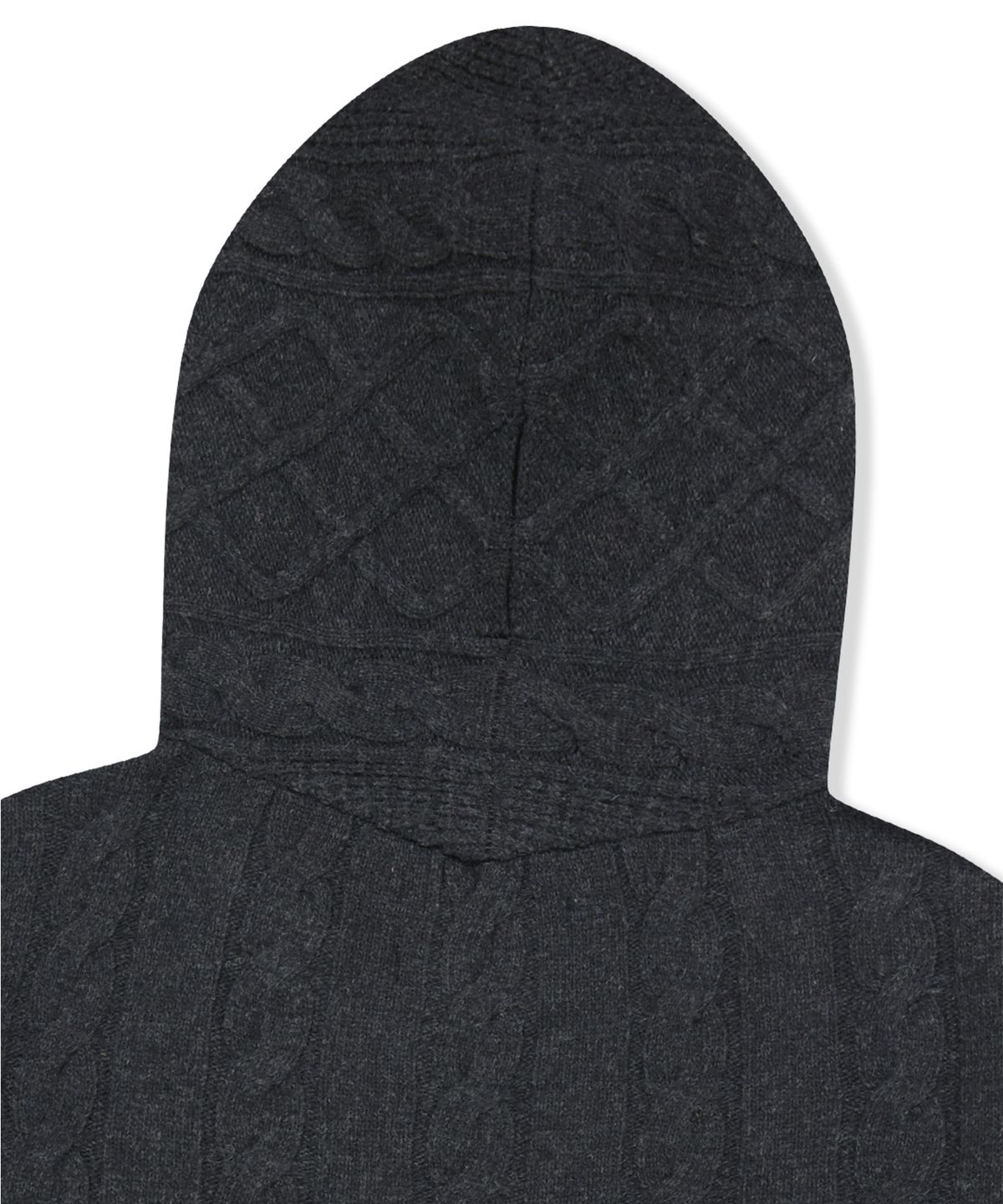 예스아이씨(YESEYESEE) Hooded Cable Knit Pullover Charcoal