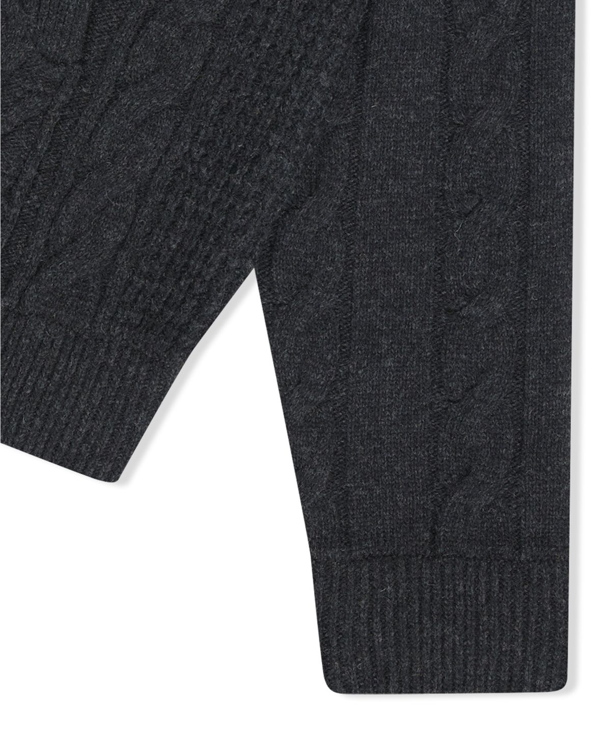 예스아이씨(YESEYESEE) Hooded Cable Knit Pullover Charcoal