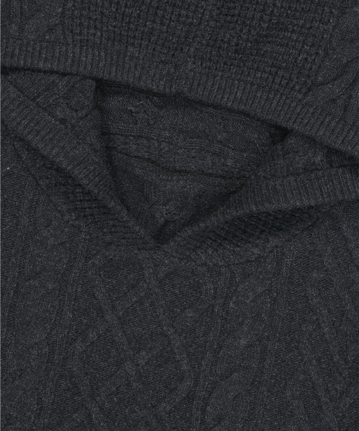 예스아이씨(YESEYESEE) Hooded Cable Knit Pullover Charcoal