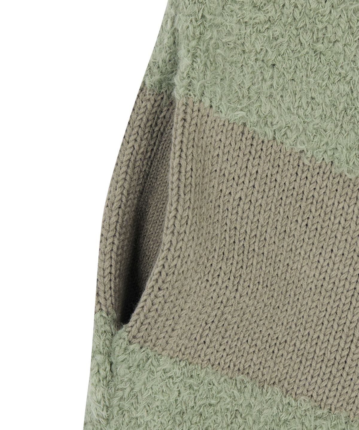 예스아이씨(YESEYESEE) Y.E.S Stripe Zip-up Knit Cardigan Sage Green